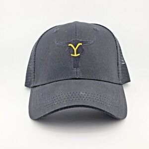 Yellowstone Dutton Ranch Cap Hat Logo Paramount Black Mesh Snapback Adjustable